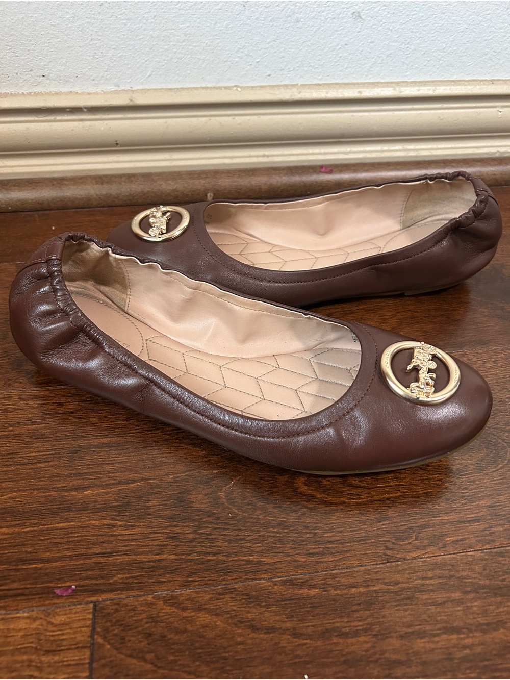 Coach leather brown flats